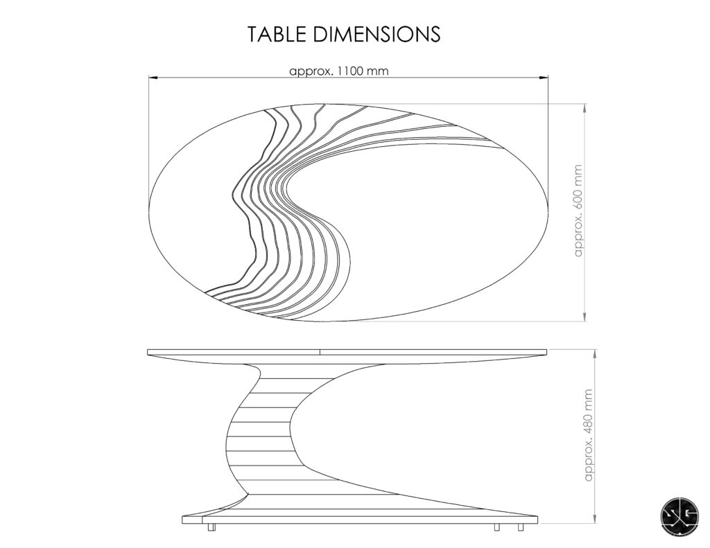 Resting Lady table dimensions